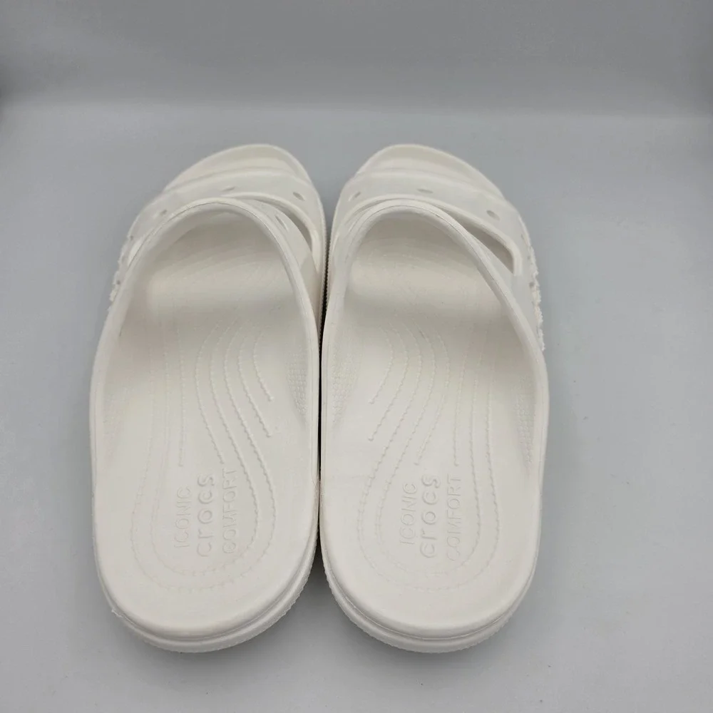 Crocs Baya White Men's Slide Sandals Lightweight Comfort Double Strap Size 12